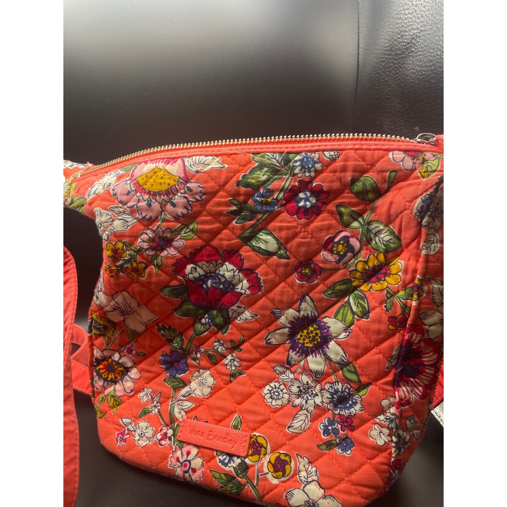 Vera Bradley Quilted Cotton Floral Crossbody Bag Coral Orange Multi Color